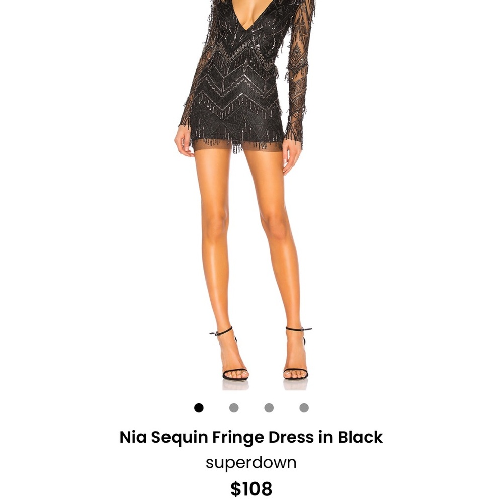 Superdown Black Sequin Fringe Mini Dress